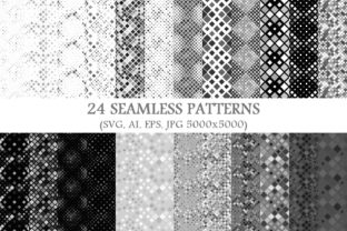 24 Seamless Grey Square Patterns Graphics