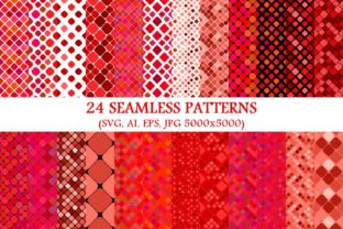 24 Seamless Red Square Patterns Graphics