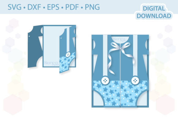 Boy Onesie Card Invitation Template for Laser Cutting and Cards