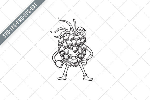 Cartoon Happy Blackberry Fruit Standing Graphic