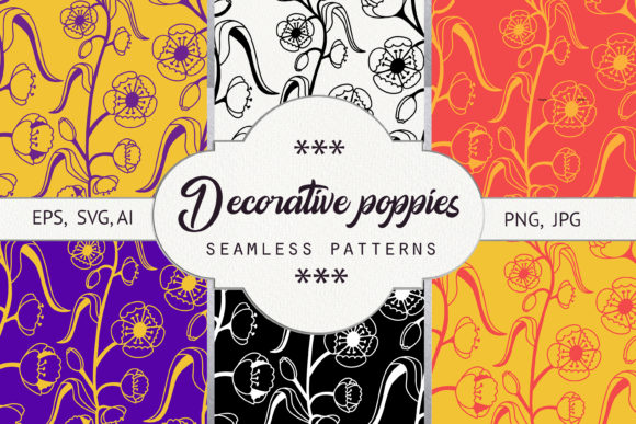 Decorative Poppies Seamless Pattern for Blog and Web Design