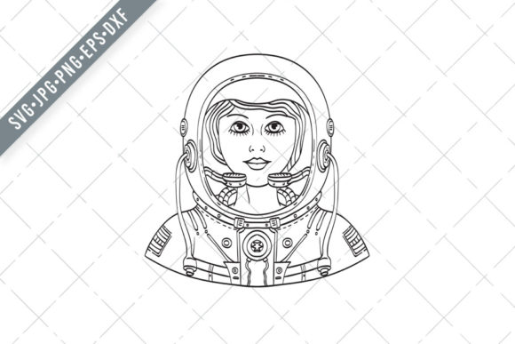 Female Astronaut Wearing a Space Helmet - Graphic Design Asset Review