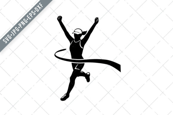 Female Marathon Runner Finishing Illustration