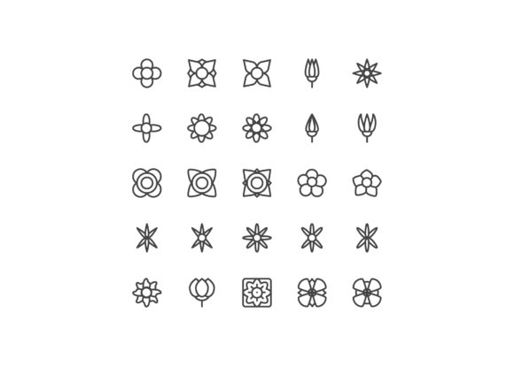 Flower Line Style Ixon Set: A Versatile Graphic Asset for Modern Design