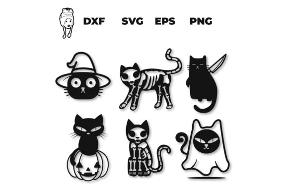 Halloween Cat SVG Cut Files for Print Templates and Graphics