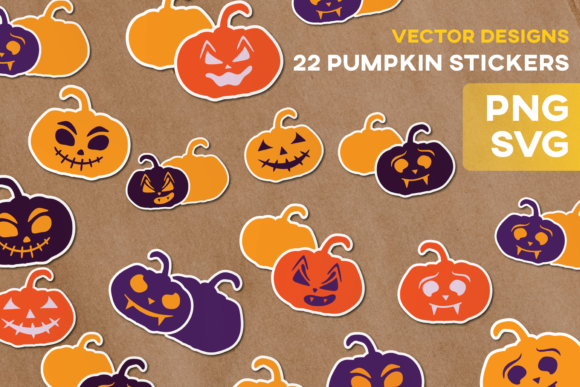 Halloween Pumpkin Stickers Cricut Cut for Graphics and Illustrations