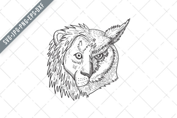 Head Half Lion and Half Great Horned Owl - A Graphic Design Asset Review
