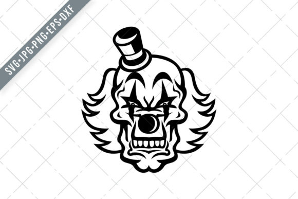Head of Scary Evil Whiteface Clown Skull - A Graphic Illustration Review