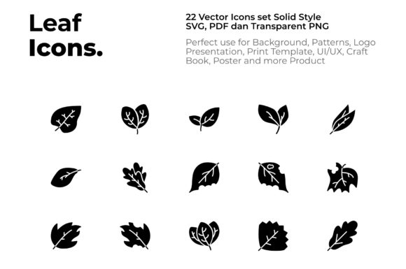 Leaf and Grass Icon Set Solid Style Review