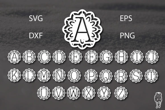 Mandala Alphabet Graphics for Print Templates