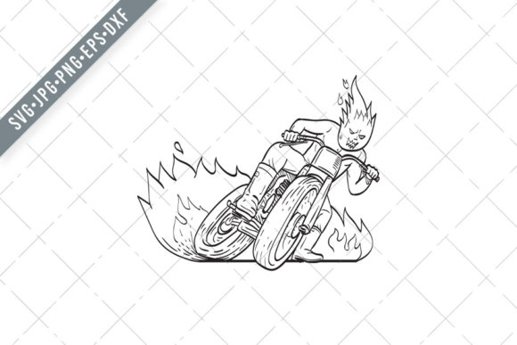 Motorcycle Driver with Fireball Head Embroidery Review