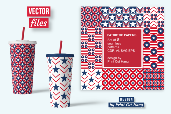Patriotic Repeating Patterned Papers - Graphics for Handmade Creations