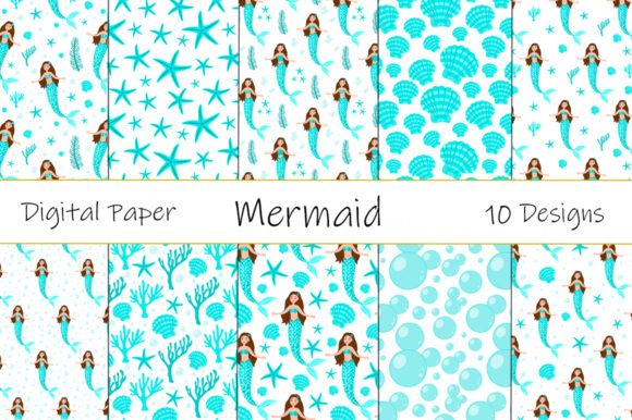 Set Seamless Pattern Mermaid Vector for Branding and Marketing