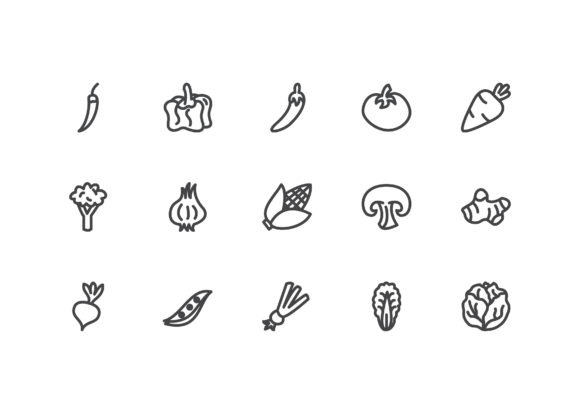Vegetable Icon Set Line Style Review